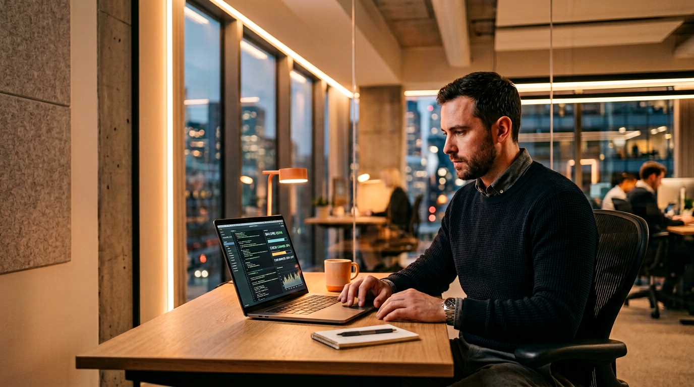 IT professional managing sync