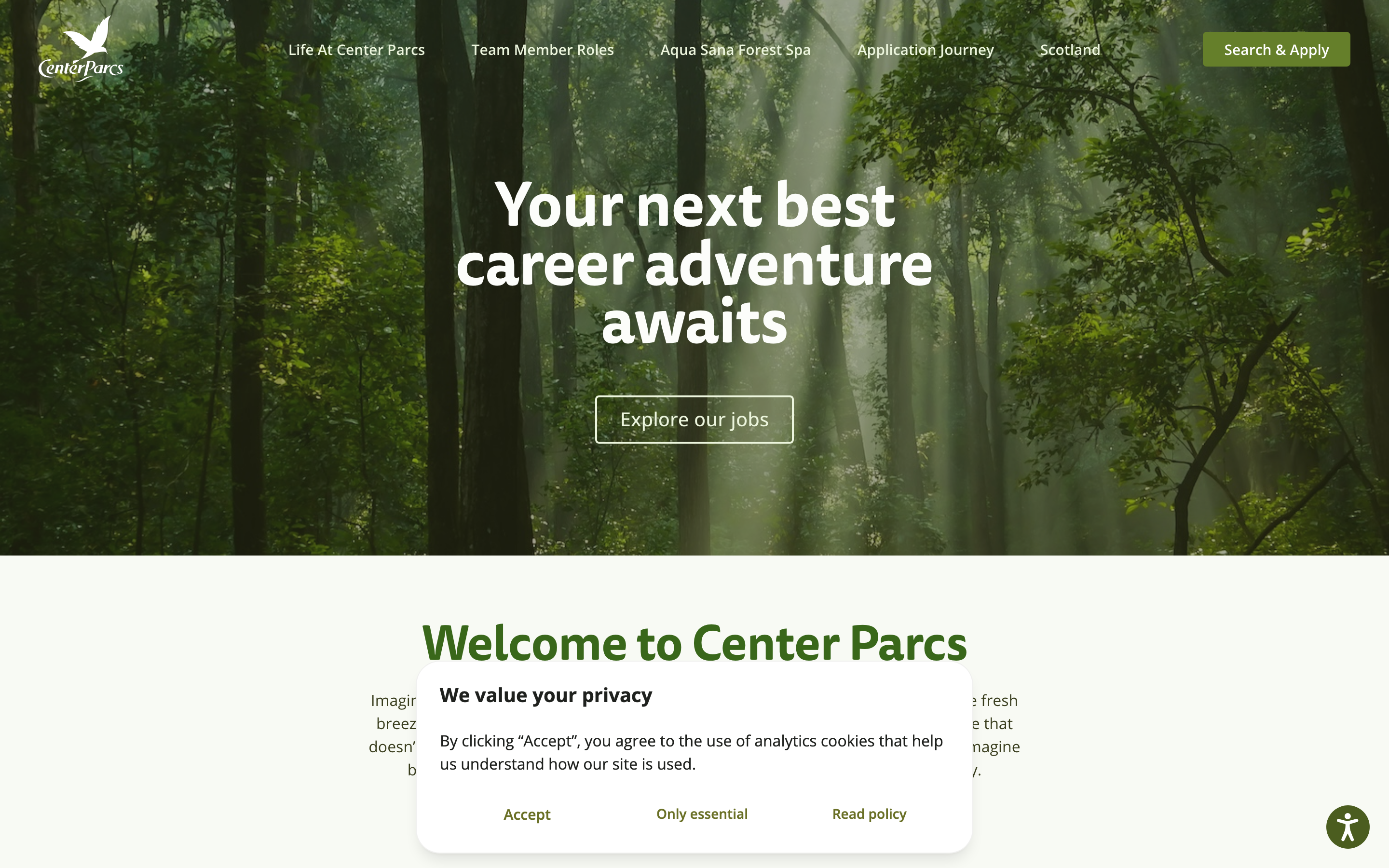 Center Parcs careers site